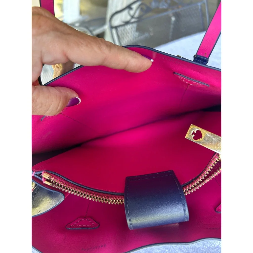 Kate Spade Arbour Hill Elodie Blue Pink Leather Satchel Crossbody Tote Bag